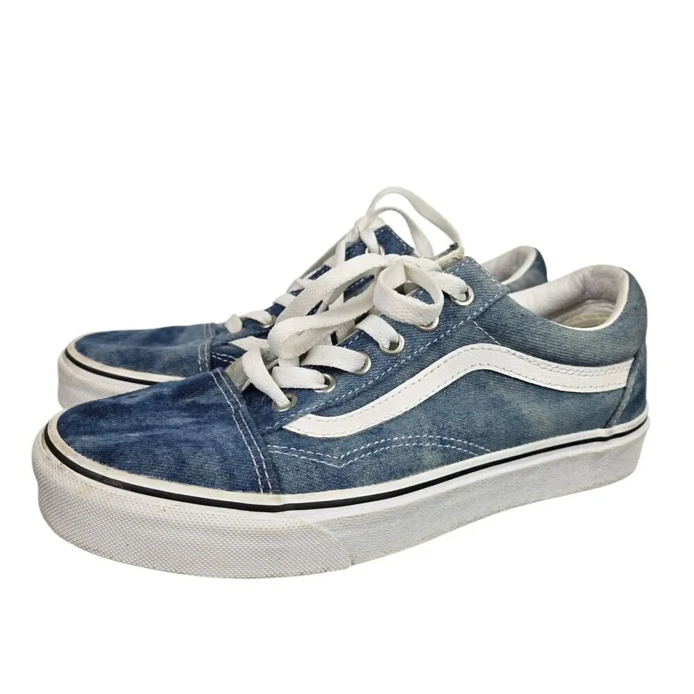 Vans Old Skool Acid Denim Skate Shoes Sneakers W 7.5 M 6 Blue White